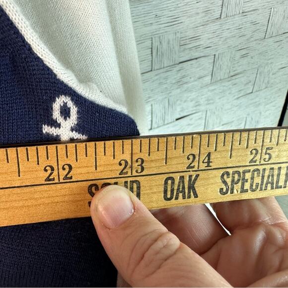 Tommy Hilfiger Anchor-Patterned Sweater Navy Cream nautical coastal plus size - Picture 7 of 8